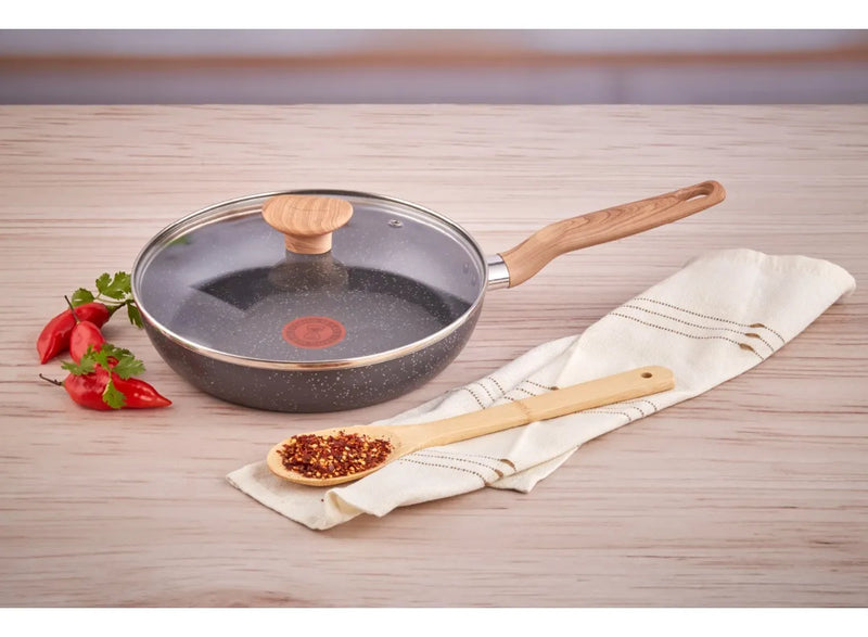 Sartén Imusa Natural Stone De 24cm Con Tapa De Vidrio Color Gris