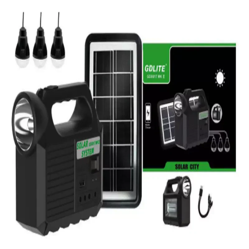 PowerBank Portatil con Panel Solar y 3 Bombillos LED