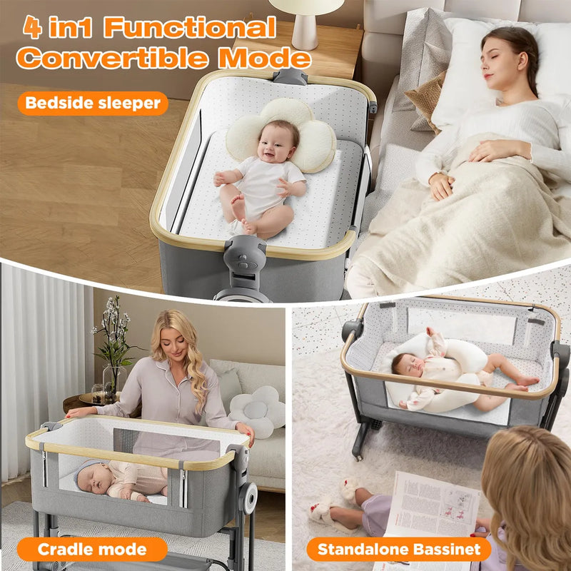 Cawesor Moises De Noche Para Bebe, Cuna 4 En 1 Con Ruedas, M