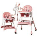 Silla Comer Comedor 3 En 1 Reclinable Plegable Para Bebé Color Rosa