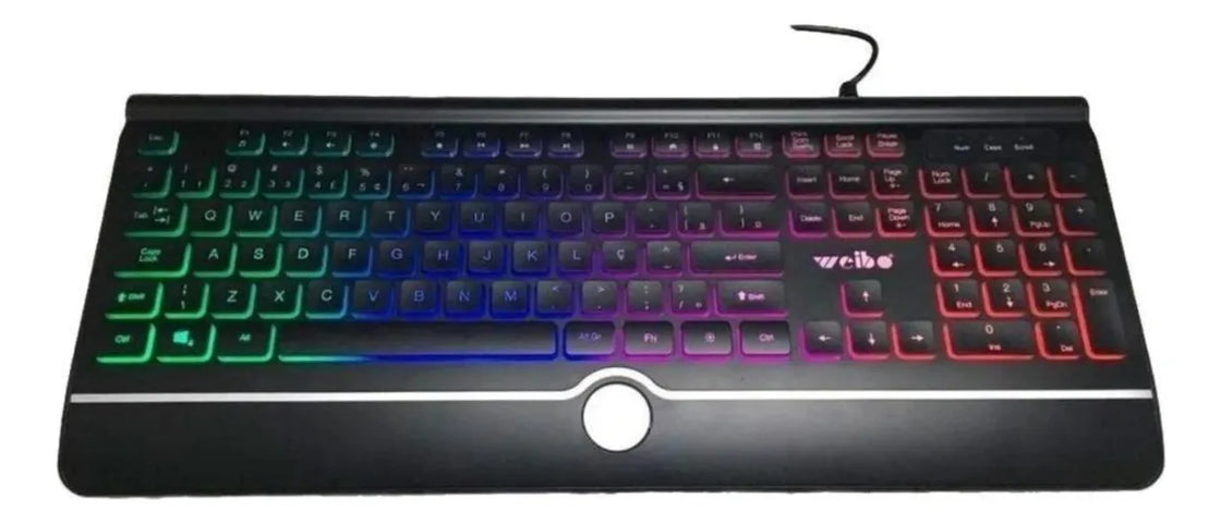Teclado Weibo QWERTY color negro con luz RGB