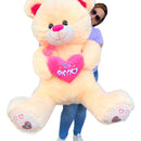 Oso Peluche Gigante 1.50cm Corazón +3 Globos +moño De Regalo Blanco