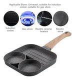 Sarten Antiadherente 3 Puestos Cocina Huevos Arepas Gris