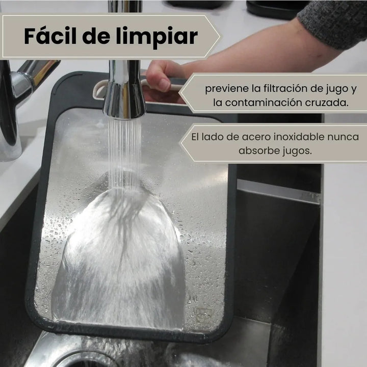 Tabla De Picar Alimentos Acero Inoxidable Antibacterial Geométrico Plateado