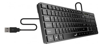 Teclado Genius SlimStar QWERTY Membrana español color negro con luz no