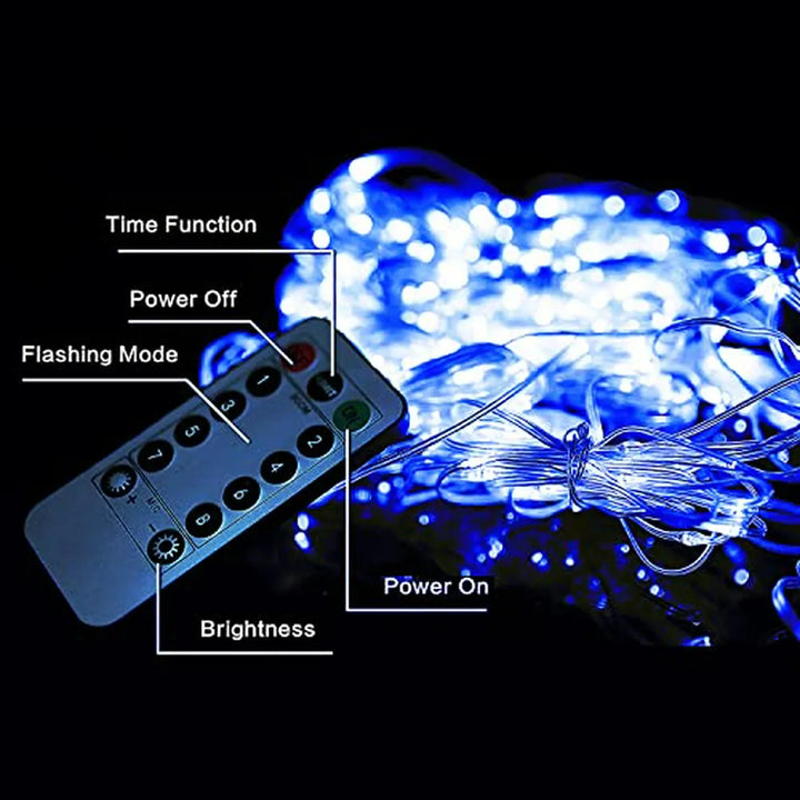 Cortina De Luces Led 300, Decoración Navideña Usb Azul