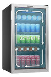 Refrigerador Y Nevera De Bebidas, Minibar Cap 120 Latas Acero Inoxidable Y Negro