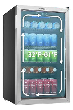 Refrigerador Y Nevera De Bebidas, Minibar Cap 120 Latas Acero Inoxidable Y Negro