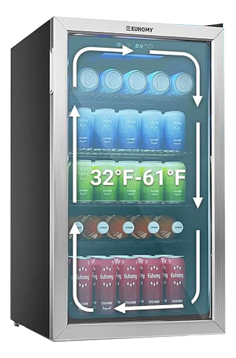 Refrigerador Y Nevera De Bebidas, Minibar Cap 120 Latas Acero Inoxidable Y Negro