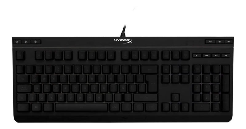 Teclado gamer HyperX Alloy QWERTY Membrana español latinoamérica color negro con luz RGB