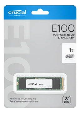 Unidad De Estado Solido Ssd M.2 1tb Crucial E100 Nvme Pcie 4 Negro