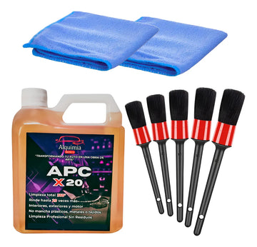 1 L De Apc X20 Para Carros + 5 Brochas + 2 Paños 30 Cm