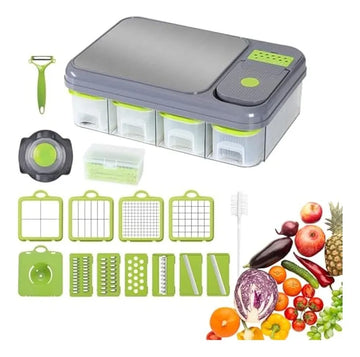 Cortador Picador Rayador De Verduras Multifuncional 26 Pzs Verde