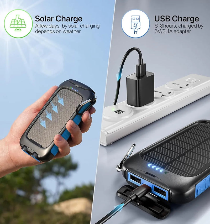 Cargador Solar, Cargador De Teléfono Portátil De 38800 Mah Azul Claro