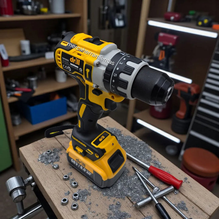 Kit Taladro Inalámbrico 13mm Y Pistola Impacto 1/2 Drill 68v - Amarillo - 60hz
