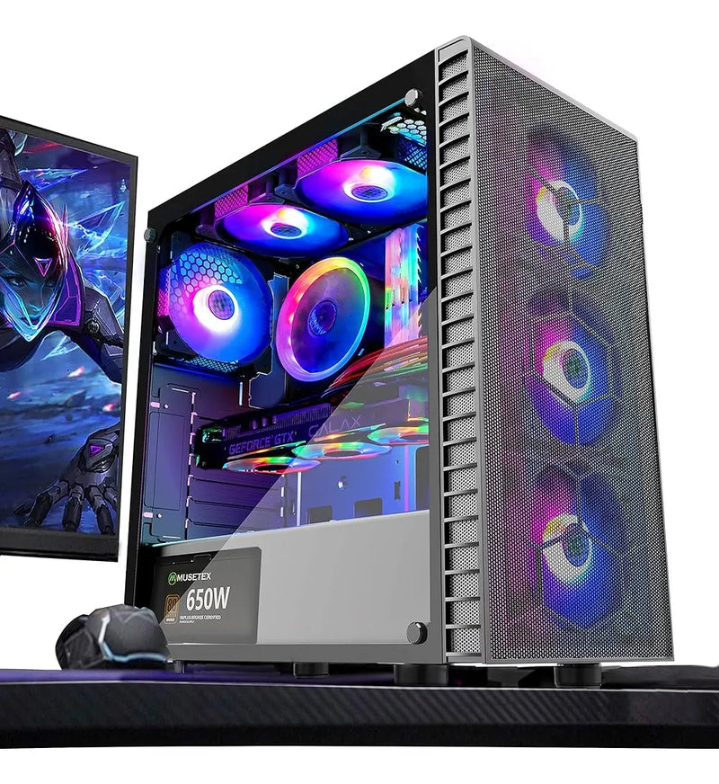 Musetex Mesh Atx Mid-tower Computer Gaming Case Con 6 Pcs × G05mn6-hw