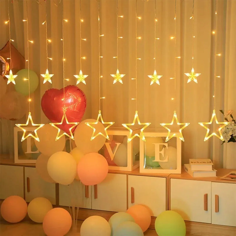Instalación Navideña Cortina Decoración Luces Led Estrellas