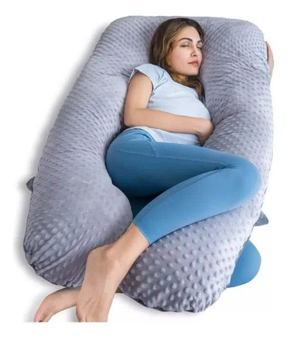 Cojin Almohada Embarazo Y Cuerpo Entero Tela Burbuja Gris Abrigados U
