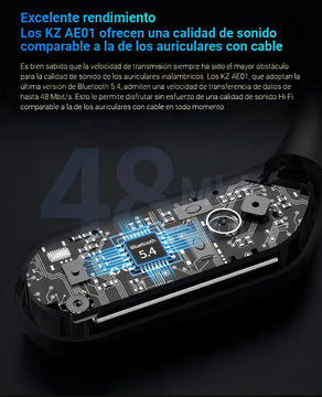 Modulo Kz Ae01 Gancho Inalámbricos Bluetooth 5.4 C Pin Color Negro Luz Negro