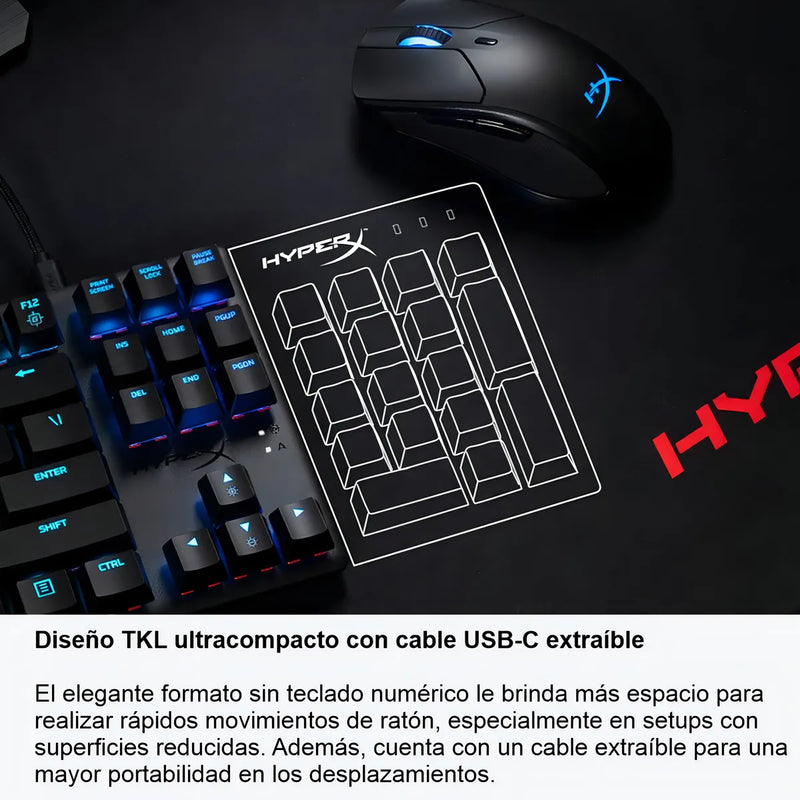 Teclado HyperX Alloy QWERTY Red- Linear inglés US color negro con luz RGB