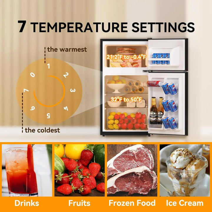 Mini Nevera Ultra Silenciosa Con Congelador 3.2 Cu.ft