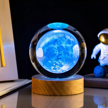 3d Lampara De Noche Led Galaxia Bola Cristal, Sistema Solar,luz Nocturna Colorida Led 3d Galaxia Bola De Cristal,base De Madera Regulable Modelo De Planeta De Amigos Y Amantes Navideños Para Niños