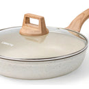 Carote Sartén Antiadherente De 8 Pulgadas Con Tapa, Sartenes Antiadherentes De Granito Blanco, Sartén Para Huevos De Piedra, Sartén Para Chef, Sin Pfos Ni Pfoa