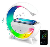 Parlante BT2301 Led Wireless Charging Speaker portátil con bluetooth blanca