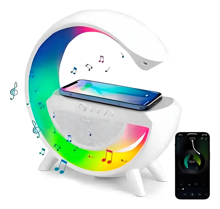 Parlante BT2301 Led Wireless Charging Speaker portátil con bluetooth blanca