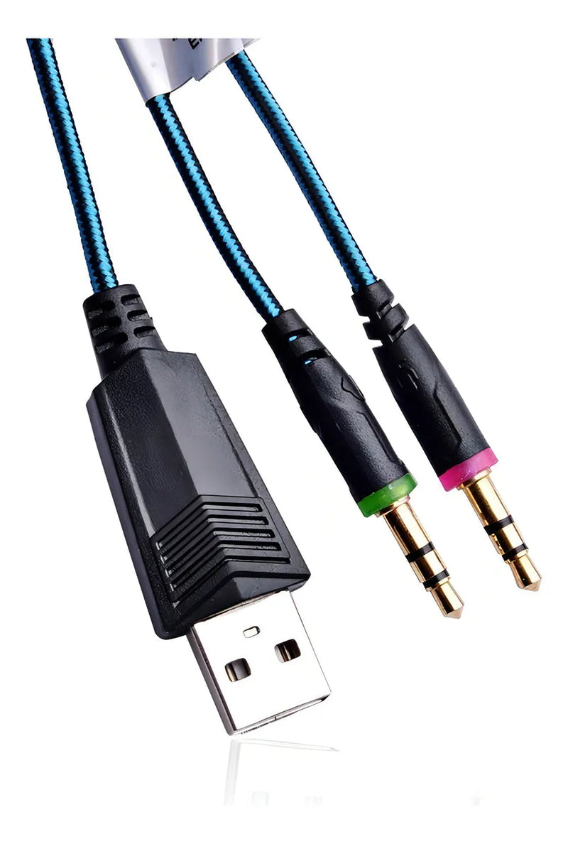 Audifonos Diadema Cascos Gamer Para Pc Ps4 Y Xbox One Pro 52 Bits Color Azul