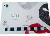 Combo Reloj Inteligente Audifonos Pulsos V11 Classic 10 En 1 Blanco Mesh Variado Variado