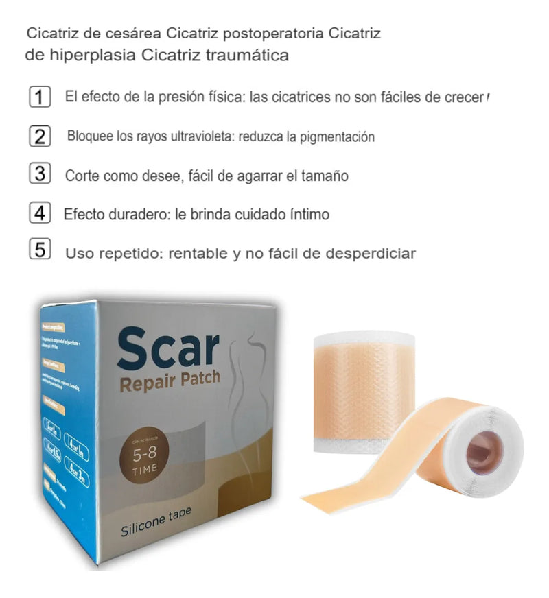 Parche cinta Silicona Eliminación de Cicatrices Adhesivo
