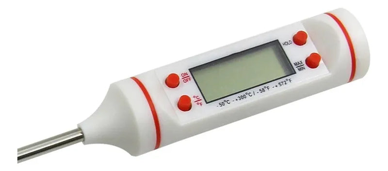 Termometro Digital Lcd Pincha Carne -50° A 300° 4 Botones Color Blanco