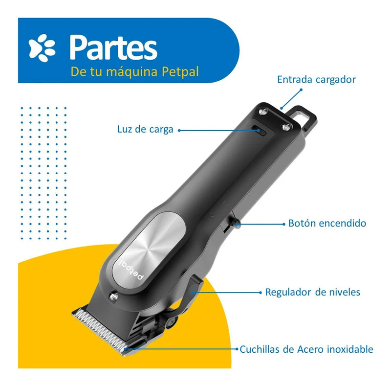 Maquina Peluqueria Corta Pelo Mascotas Perro Gato Kit Petpal Color Negro