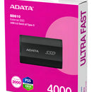 Unidad Solida Externa Adata Sd810 4tb Usb 3.2 (usb-c) Color Negro
