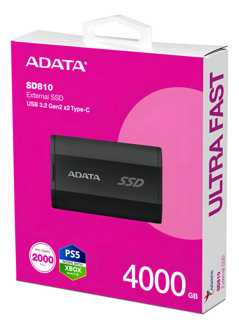 Unidad Solida Externa Adata Sd810 4tb Usb 3.2 (usb-c) Color Negro