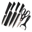 Juego Kit Set Cuchillos Todo En Uno 6 Piezas Profesionales Negro