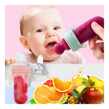 Tetero Biberón Dispensador Alimentos Bebés 40 Ml Uso Verde Chupo 3 Tamaño Alimento + Cuchara Dispensar Ayuda Habilidades Control Sin Bpa Libre Bps Sin Ftalatos Silicona Grado Alimenticio Versátil
