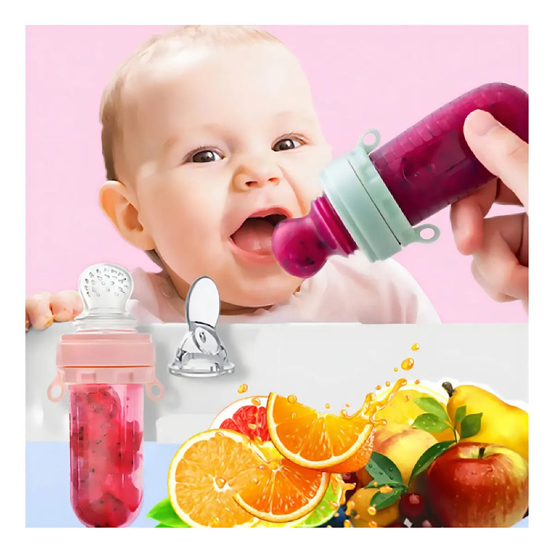 Tetero Biberón Dispensador Alimentos Bebés 40 Ml Uso Verde Chupo 3 Tamaño Alimento + Cuchara Dispensar Ayuda Habilidades Control Sin Bpa Libre Bps Sin Ftalatos Silicona Grado Alimenticio Versátil