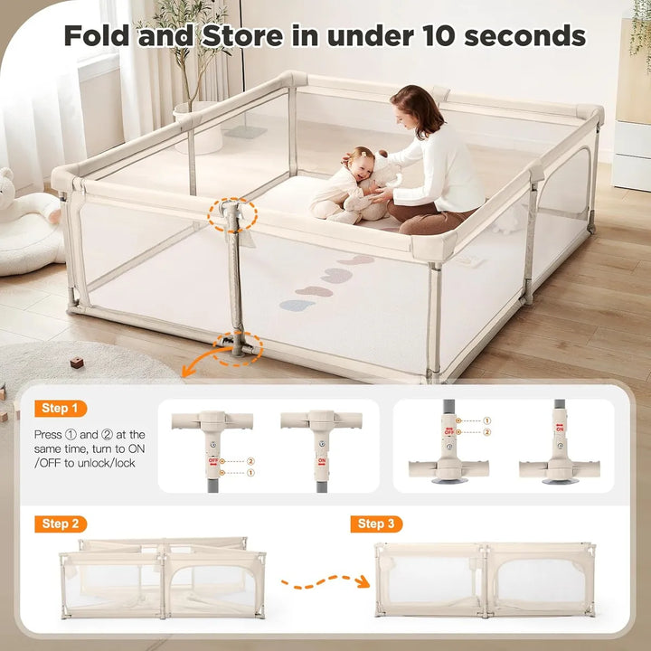 Parque Infantil Plegable Grande Y Seguro Para Bebés