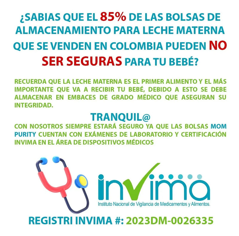 Bolsas Almacenamiento Leche Materna 25 Unidades Con Invima