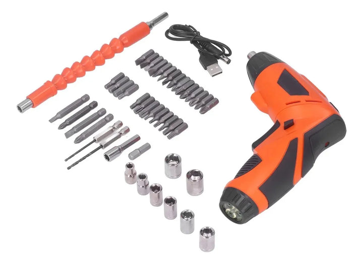 Juego De Destornilladores Eléctricos De Litio Usb - Naranja - 60hz
