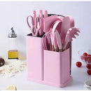 Set Utensilios Cocina Siliconados X 19 Pcs Color Rosa
