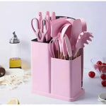 Set Utensilios Cocina Siliconados X 19 Pcs Color Rosa