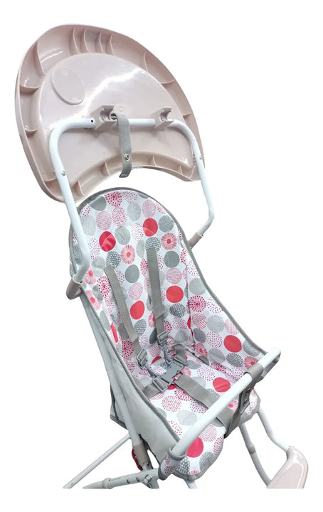 Silla Comedor Bebe Niño + Plato Y Cubiertos En Silicona Color Rosa