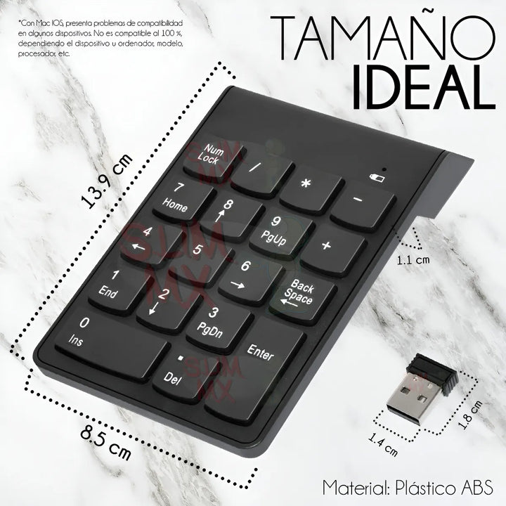 Mini Teclado Numérico Inalámbrico 19 Teclas Usb Mac Y Pc
