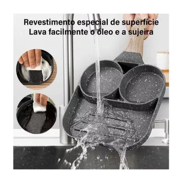 Sarten 3 Compartimientos Divisiones Huevos Pancakes Desayuno Gris
