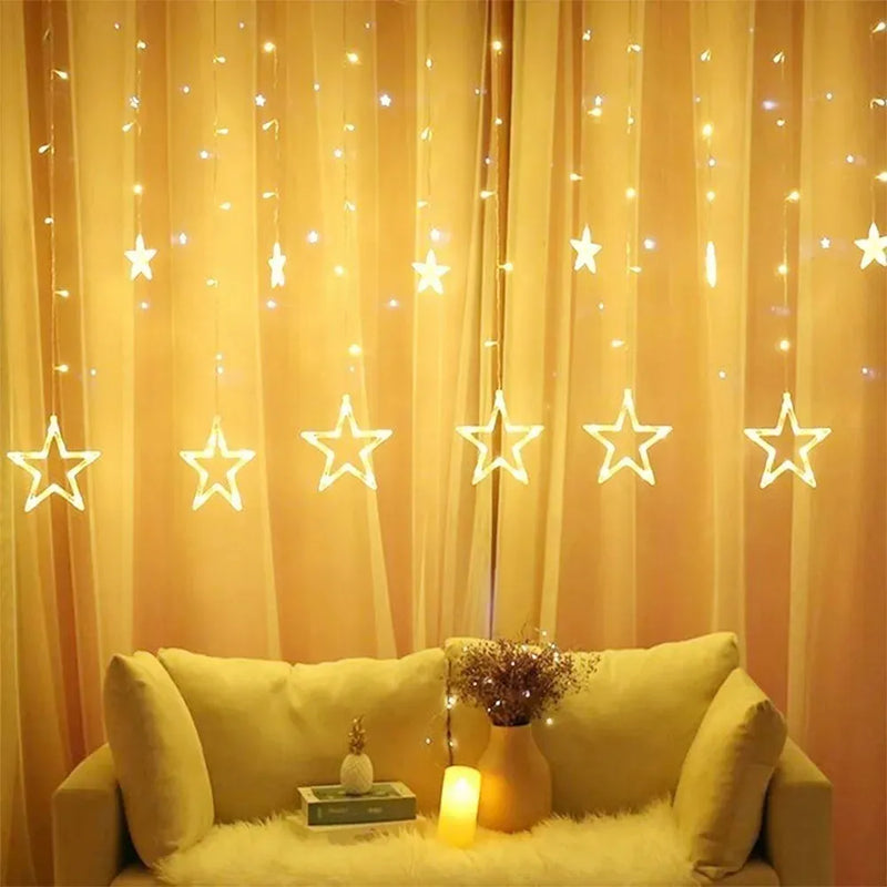 Instalación Navideña Cortina Decoración Luces Led Estrellas