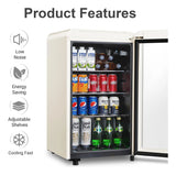 Refrigerador Mini De Bebidas Retro Con Puerta De Vidrio 3.2