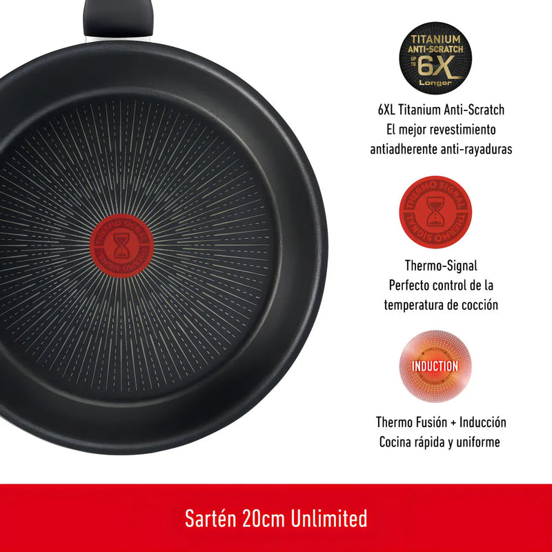 Sartén Tefal G2550702 Unlimited 30cm Antiadherente Color Negro